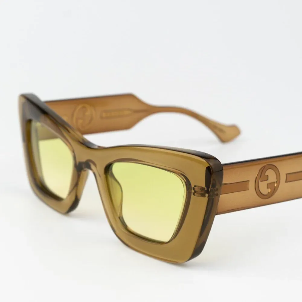 SALE! Gucci Women Sunglasses Brown Crystal Green Gradient Butterfly GG1552S 004